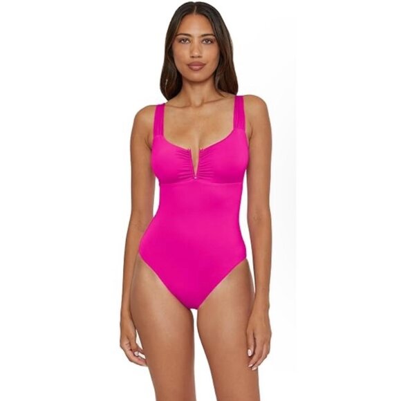 Becca Pink One Piece Size Medium NWT Size Medium Padded Tie Back $138 - Picture 14 of 16